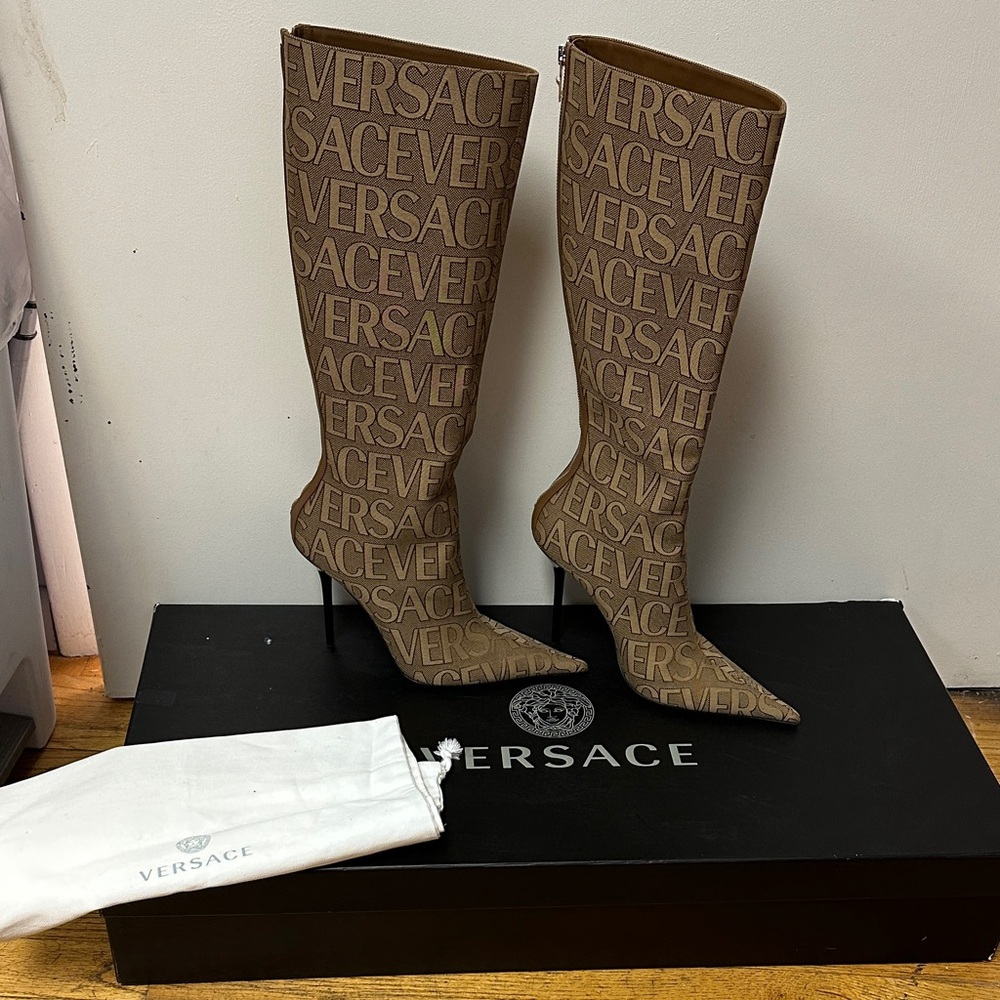 Versace Brown Heeled Boots